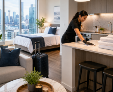 ultra-post Professional Airbnb cleaning service in a bright Vancouver short-term rental apartment